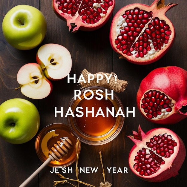 Photo rosh hashanah jewish new year traditional symbols on dark stone background