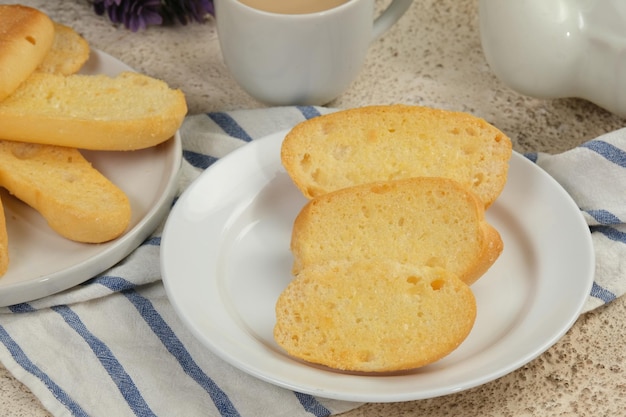 Roti Bagelen is Dried Bread With Sugar Sprinkle and Crunchy Texture Indonesian Traditional Snack