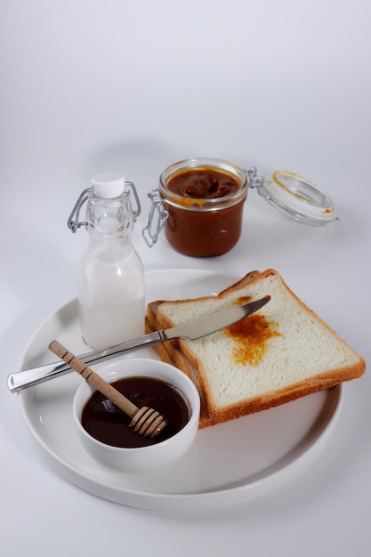 Roti Tawar or shokupan Sliced Toast Loaf White Bread for Breakfast on White Background