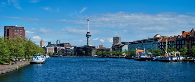 Rotterdam cityscape with euromast observation tower