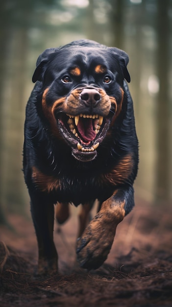 Rotweiler Portrait of a powerful strong german dog