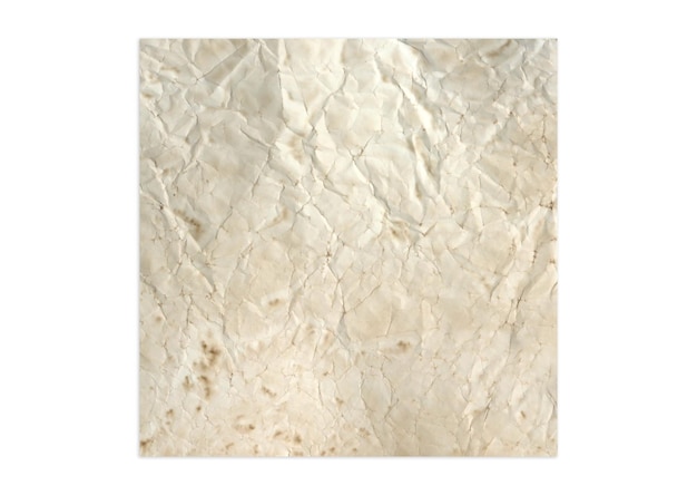 Rough crumpled paper Old square piece of paper on insulated white background