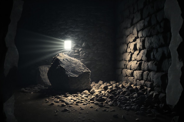 Rough dark stone lit by spotlight background abstract unique