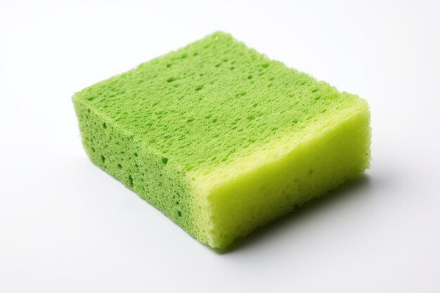 Rough green sponge for kitchen cleaning removes burn marks and heavy soiling on cookware