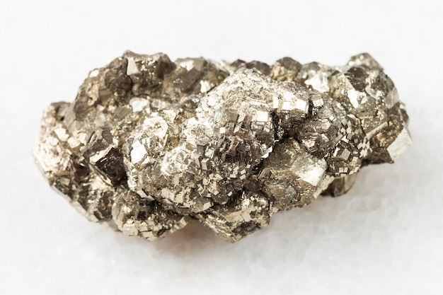 Rough marcasite stone white iron pyrite on white