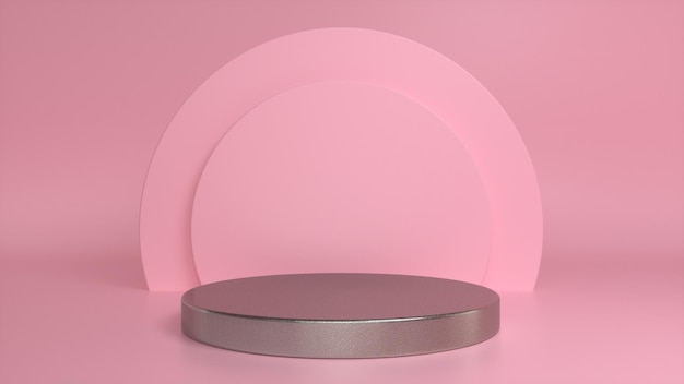 Rough metal podium pedestal on a pink background Premium Photo