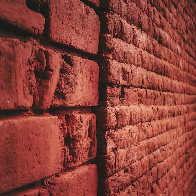 Photo rough red brown brick wall background texture close up side view