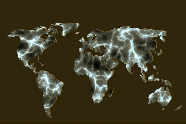 Roughly outlined world map with patterns fillings