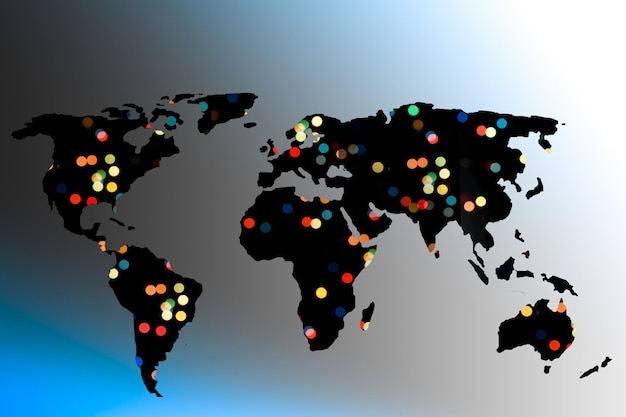 Roughly sketched out world map as global business concepts