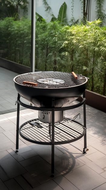 Round barbecue grill digital illustration artwork business objects