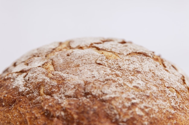 Round bread with a golden crust.