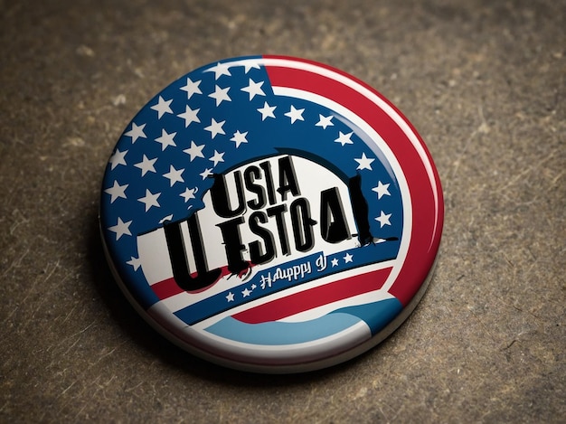 Photo a round button with the words usa on it