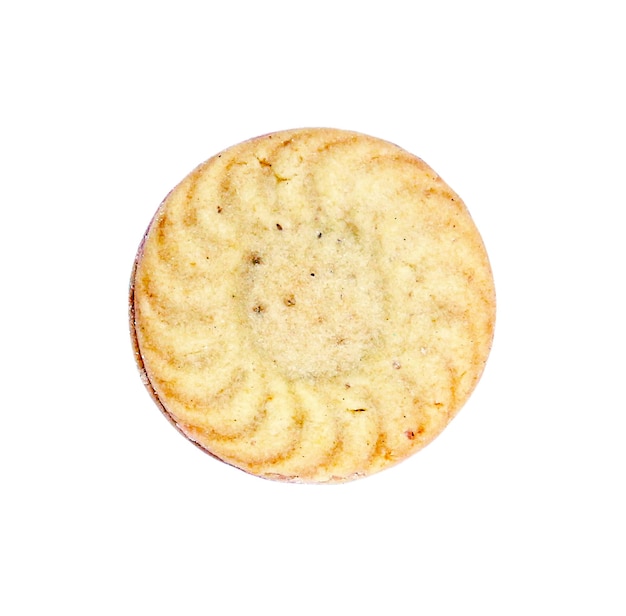 Round chocolate chip cookie isolated on white background clipping path