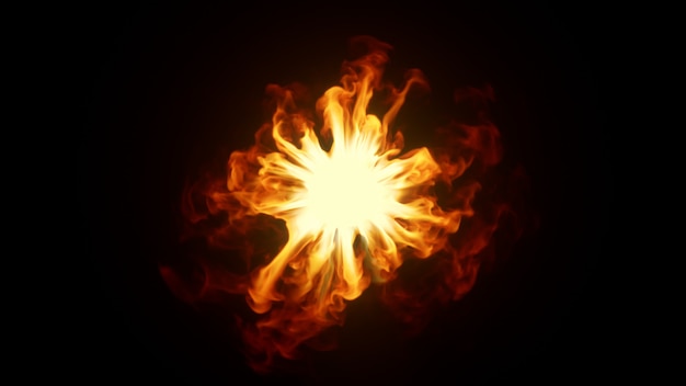 A round clot of fiery energy emitting flames