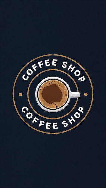 Photo round coffee shop logo a cup of aromatic hot coffee in a circle line art