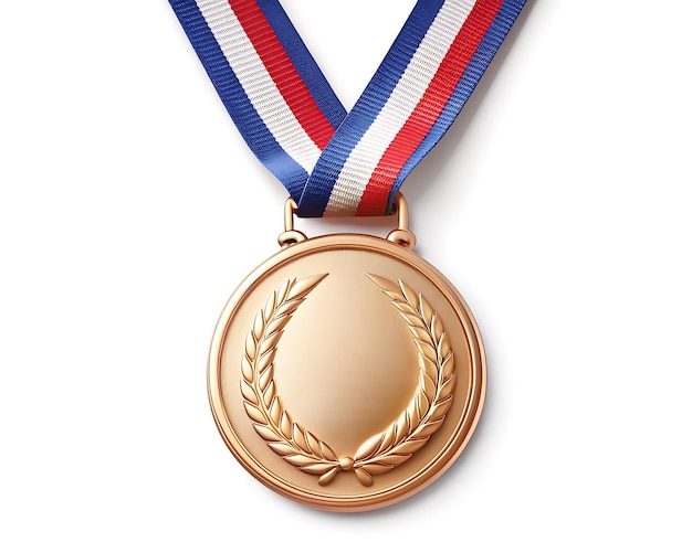 Round competition medal with ribbon mockup