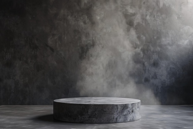 a round concrete platform in a room