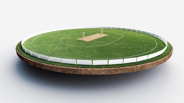 Round cricket stadium Cut out earth Empty Play Ground 3d illustration