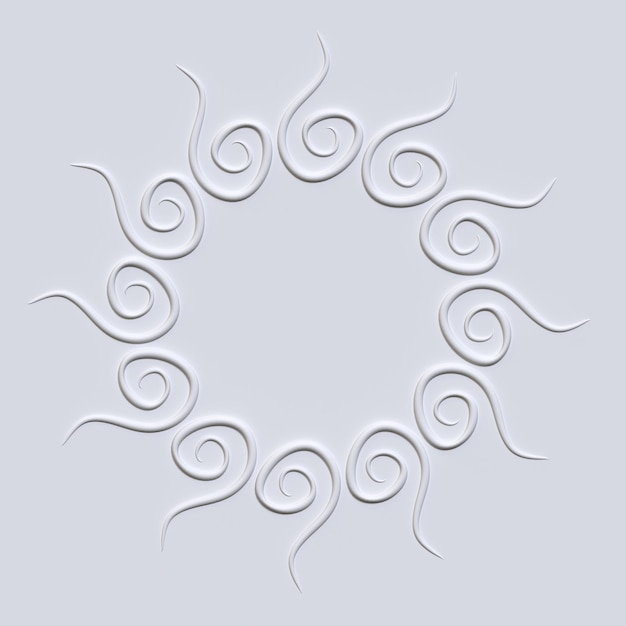 Round frame Abstract sun flower star 3d illustration