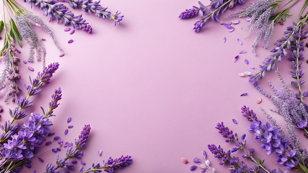 Photo a round frame of lavender flowers with a background