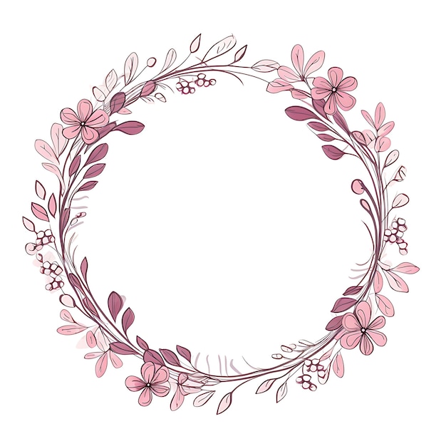 Photo a round frame with pink flowers and the words quot spring quot on it