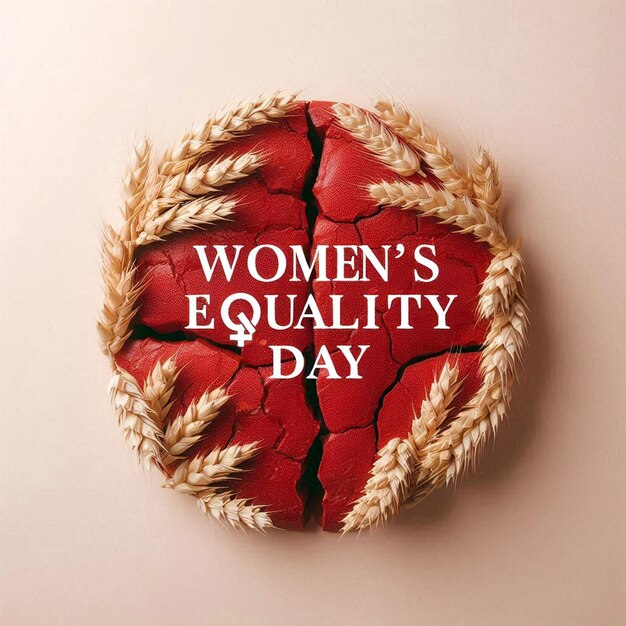 Photo a round frame with a red background that says women equal day