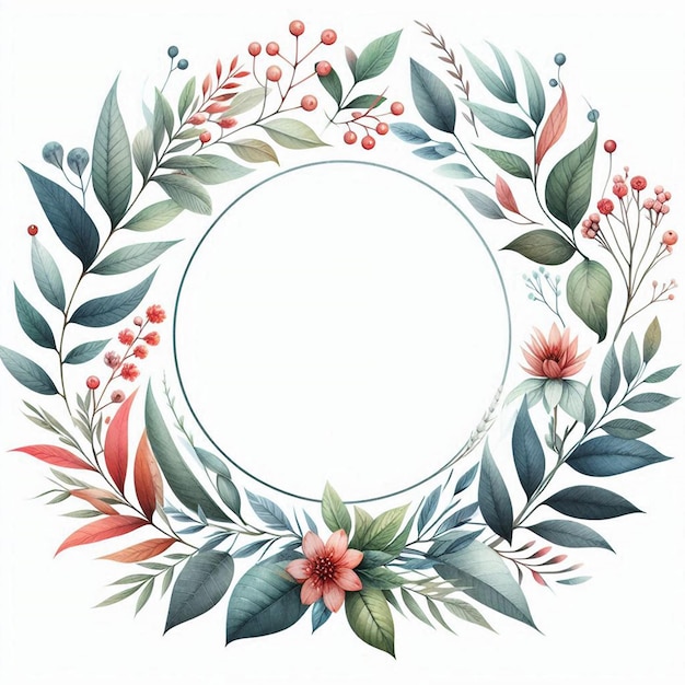 a round frame with a wreath of berries and berries on it