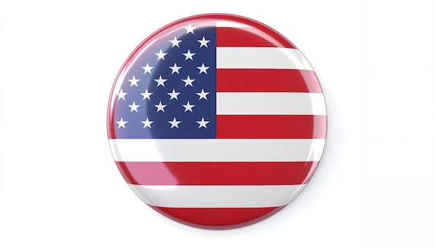 Photo a round glossy button featuring the american flag a symbol of patriotism and national pride