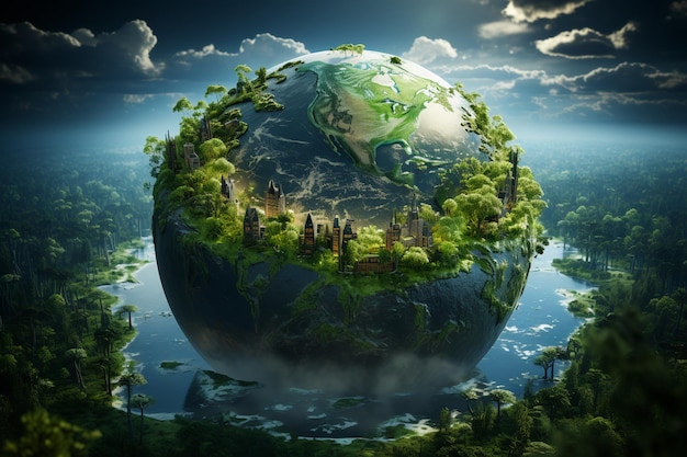 Round green earthenviromental protection concept