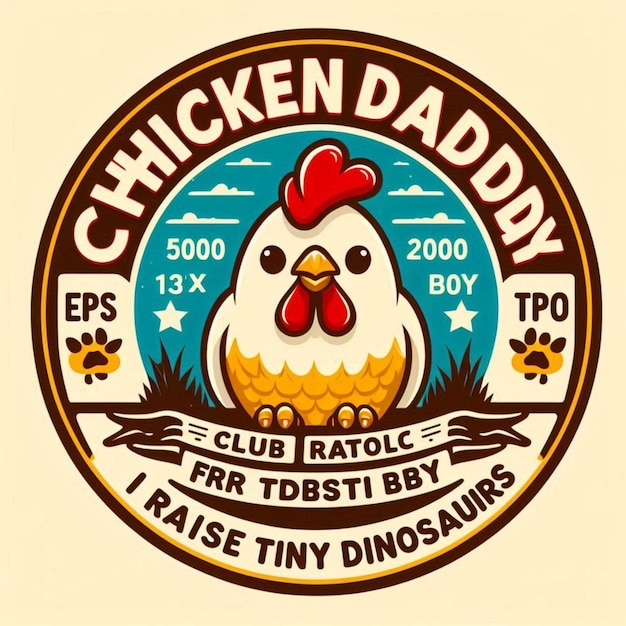 Photo a round label with a chicken on it that says chicken