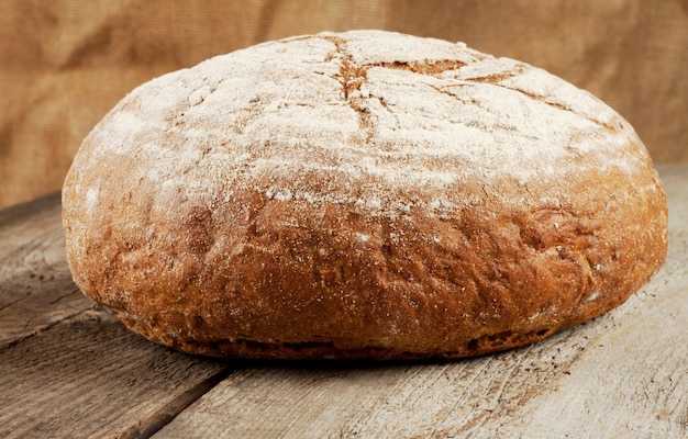 Round loaf of black bread