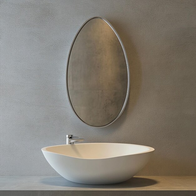 Photo a round mirror is above a white sink with a circular mirror above it