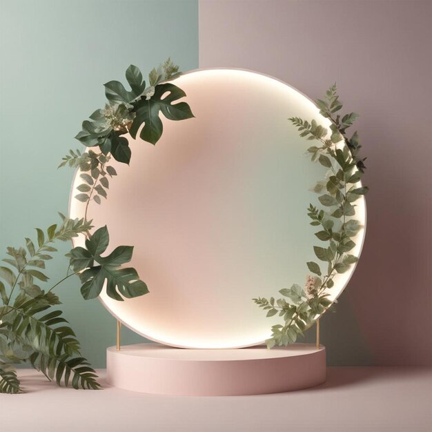 a round mirror with a plant in it that says plant