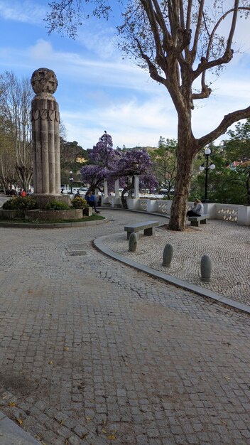 Round monument to the wars in the center of the tourist part of Sintra