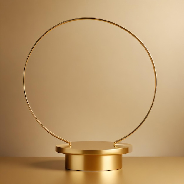 a round object with a gold ring on it is on a table