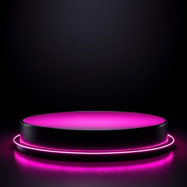 Photo a round object with neon lights on it and a circle on the bottom