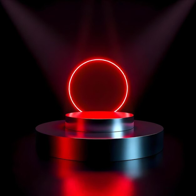 Photo a round object with a red light on it is lit up