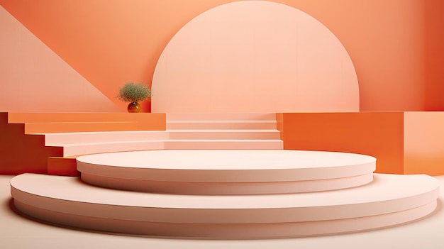 a round orange bench with a tree on the top of it