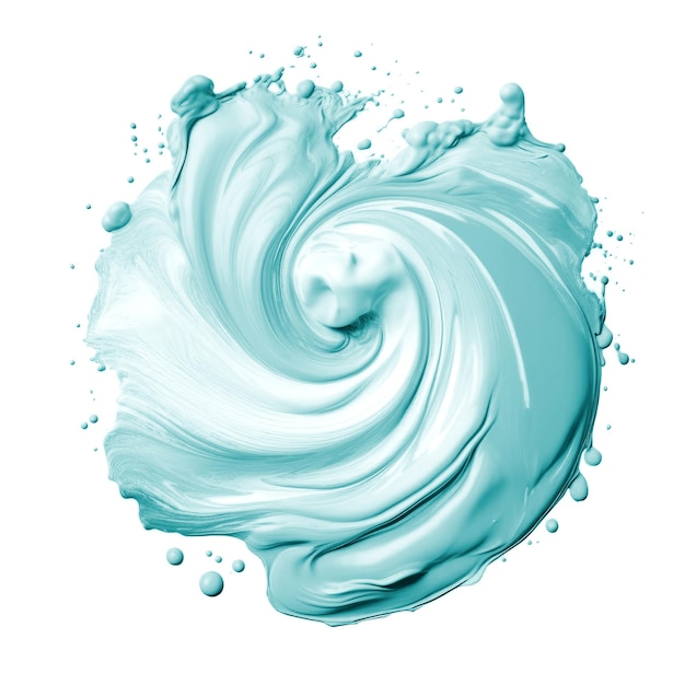 Round paint blot splash circle isolated on white background aqua blue and white