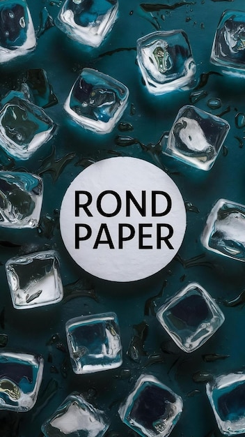 Photo round paper on ice cubes