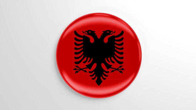 Round Pin Albania Flag 3D illustration