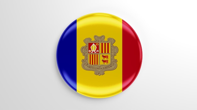 Round Pin Andorra Flag 3D illustration