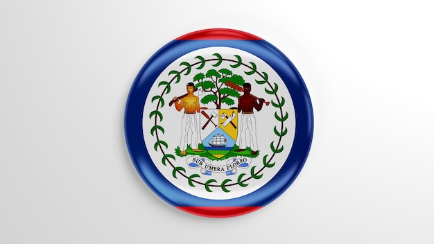 Round Pin Belize Flag 3D illustration