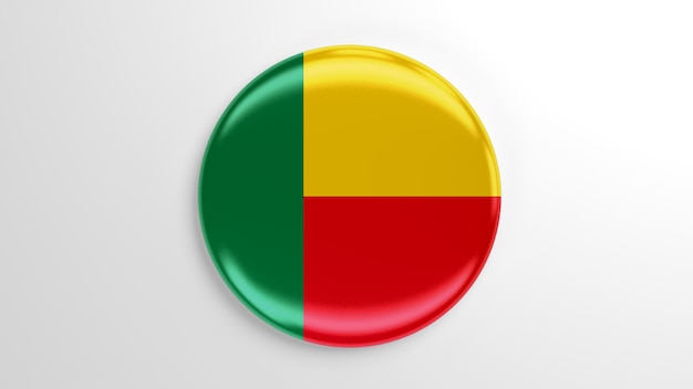 Round Pin Benin Flag 3D illustration