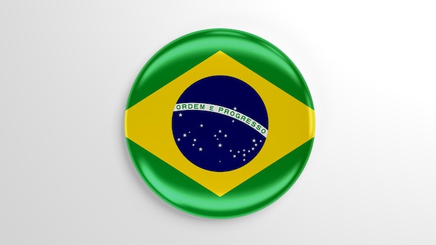 Round Pin Brazil Flag 3D illustration