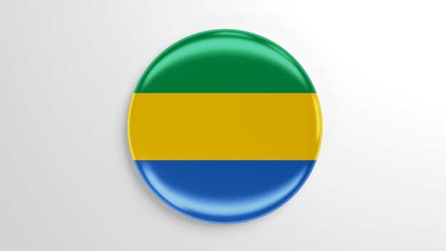 Round Pin Gabon Flag 3D illustration