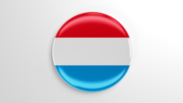 Round Pin Luxembourg Flag 3D illustration