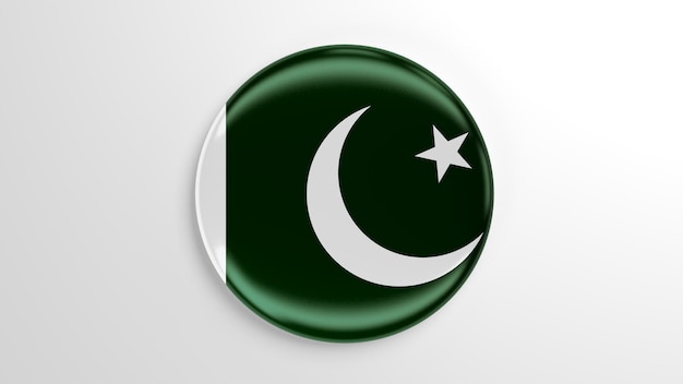 Round Pin Pakistan Flag 3D illustration