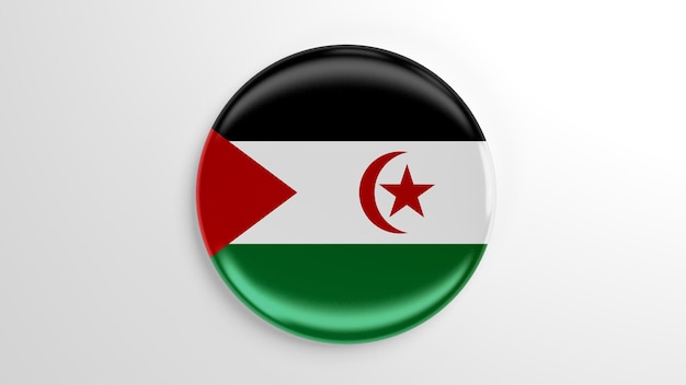 Round Pin Sahrawi Arab Democratic Republic Flag 3D illustration