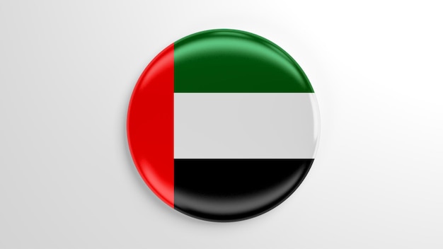 Round Pin United Arab Emirates Flag 3D illustration